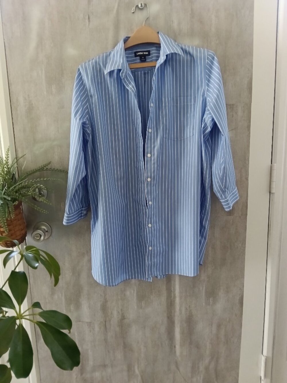 Lands End Three Quarter Sleeve Button up